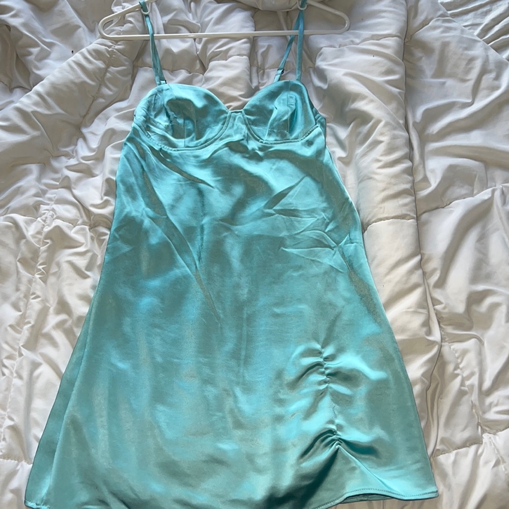Turquoise silk dress, extra small but fits like a small